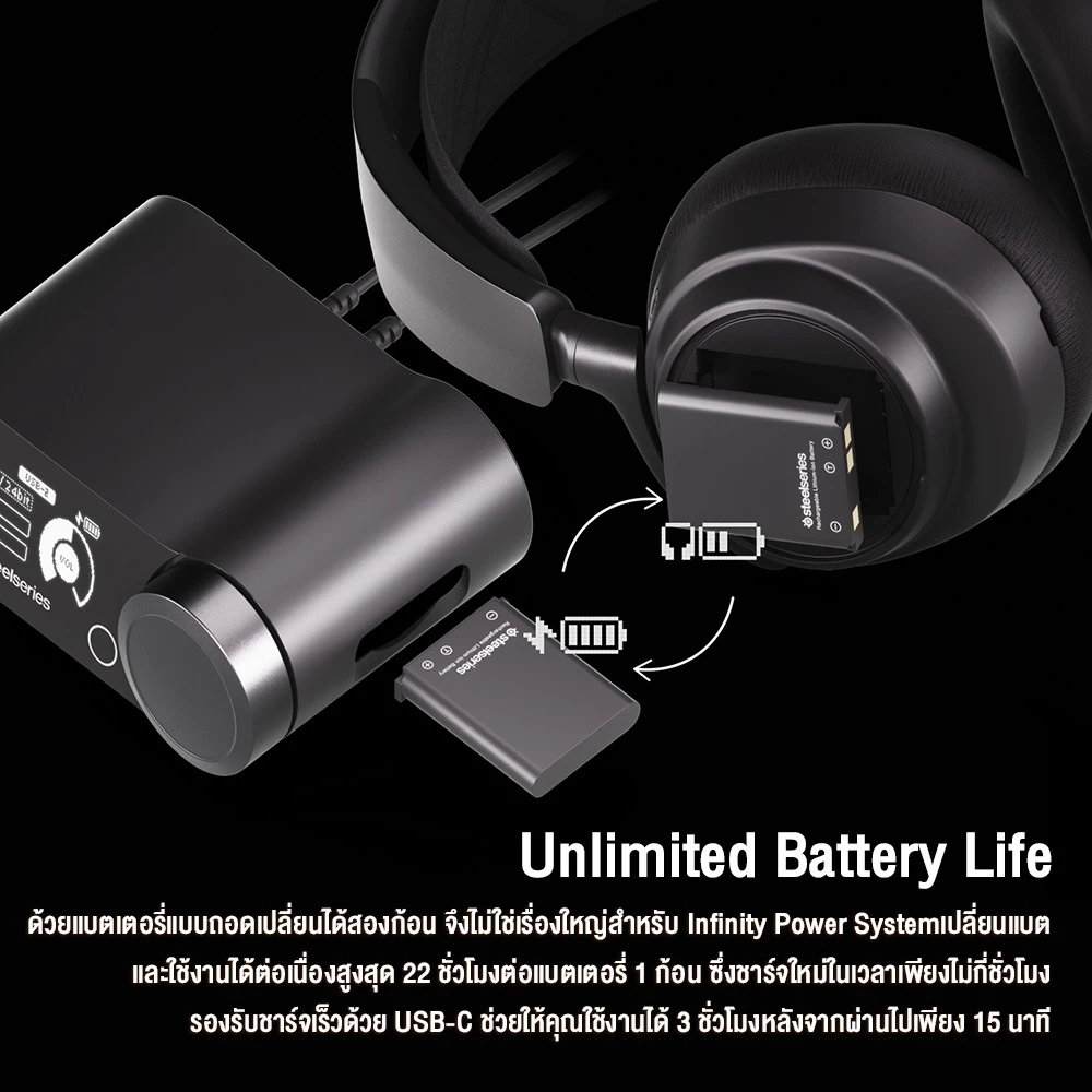 SteelSeries Arctis Nova Pro Wireless (สายโฟกัสสูง ตัดเสียงรบกวน)