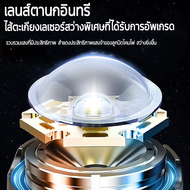 100000 lumens แสงแรงพิเศษ กันน้ำ IP67 LED พกพา ไฟฉายซูมได้ ไฟฉายแรงสูง ...