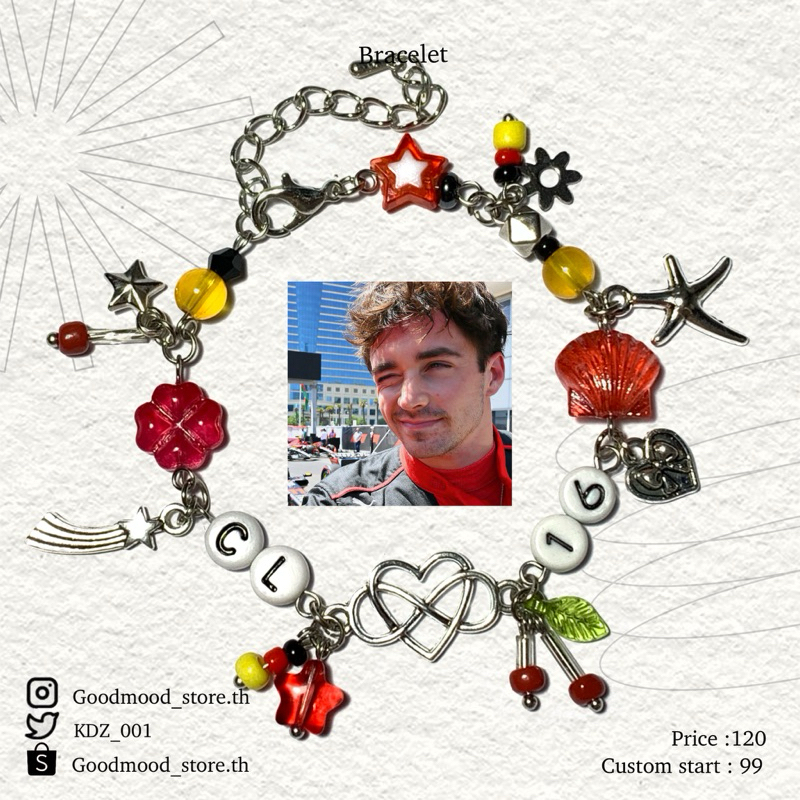 Eyepin bracelet Charles Leclerc Ferrari F1 กำไลข้อมือแฮนด์เมด Shopee