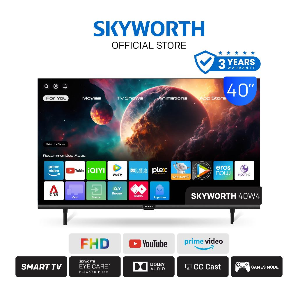 [รับประกัน 3 ปี + ส่งฟรีไม่มีขั้นต่ำ] SKYWORTH 40 นิ้ว Smart TV รุ่น ...