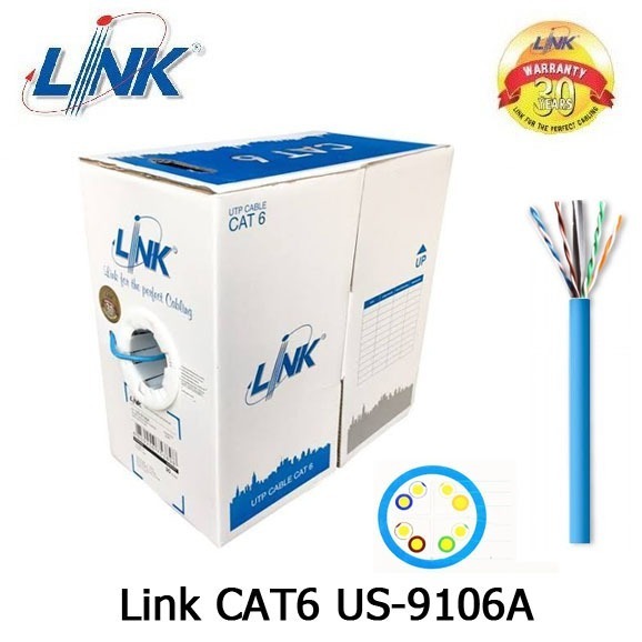 LINK CAT6 UTP Cable (305m/Box) (US-9106A) สีฟ้า (สายแลนในอาคาร ...