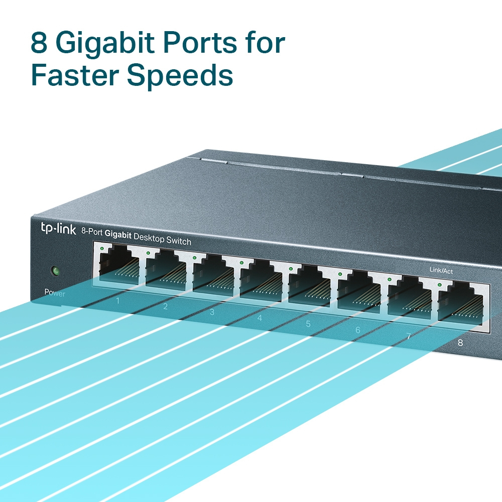 TP-Link ⚡️สวิตช์ฮับ⚡️ (TL-SG108) SWITCH HUB (สวิตซ์ฮับ) 8 PORTS GIGABIT ...