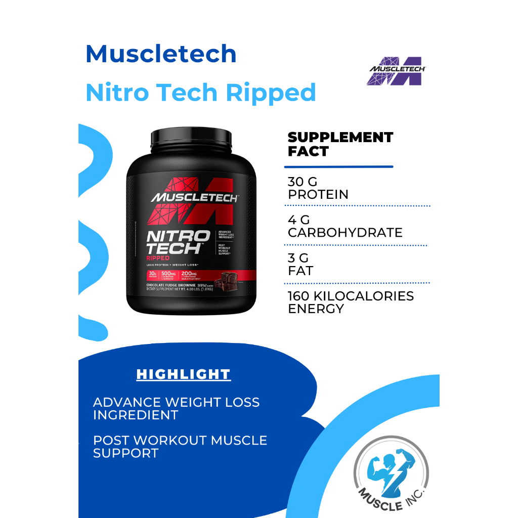 Muscletech- Nitro Tech Ripped 4lb รส Milk Chocolate พร้อมส่ง ...
