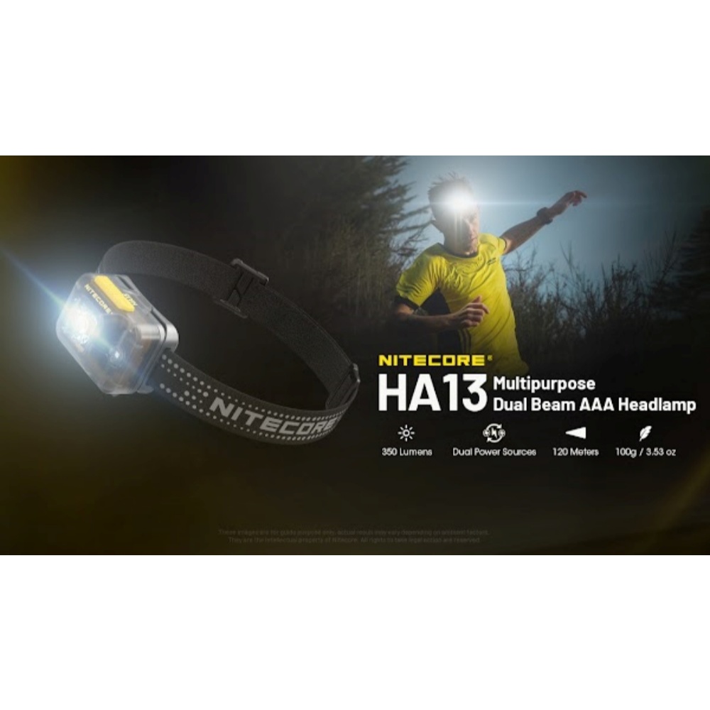Nitecore HA13+Nitecore HLB1300ไฟฉายคาดหัวพร้อมแบตเตอรี่แบบชาร์ทได้ ...