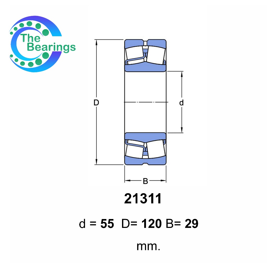 21311 ตลับลูกปืนเม็ดหมอนแบบโค้ง 21311CC ( 55x120x29 mm. ) สำหรับเพลาตรง ...