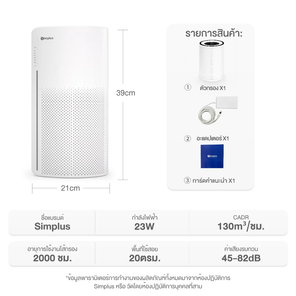 Simplus x PP Krit AirCare A2 เครื่องฟอกอากาศ ฆ่าเชื้อ APP ใช้ในครัวเรือน 16 ตร.ม. กำจัดฟอร์มาลดีไฮด์ KQJH005