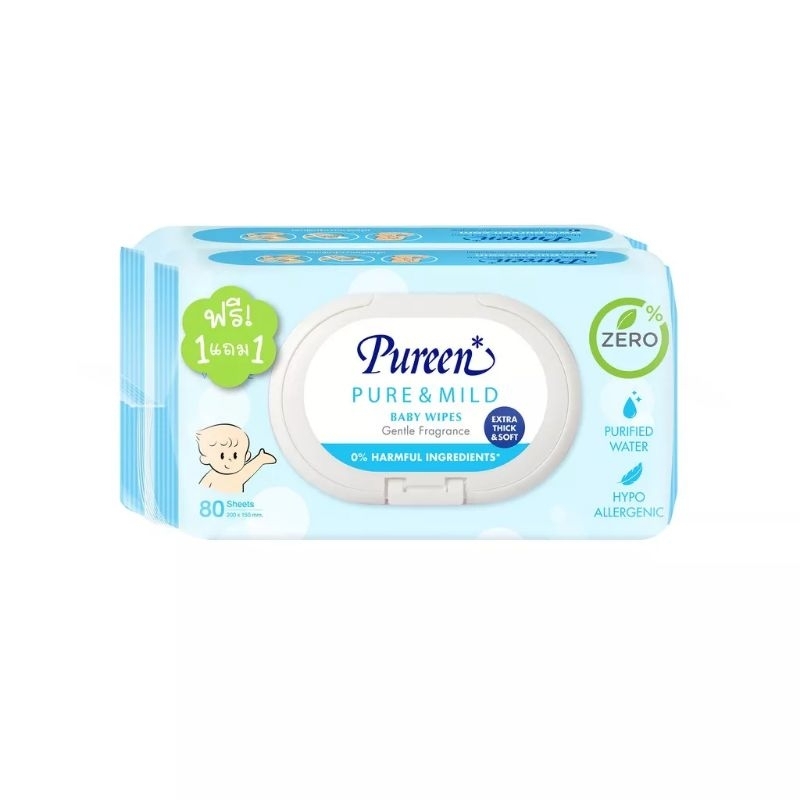 ทิชชูเปียก pureen baby wipes แพค1+1 | Shopee Thailand