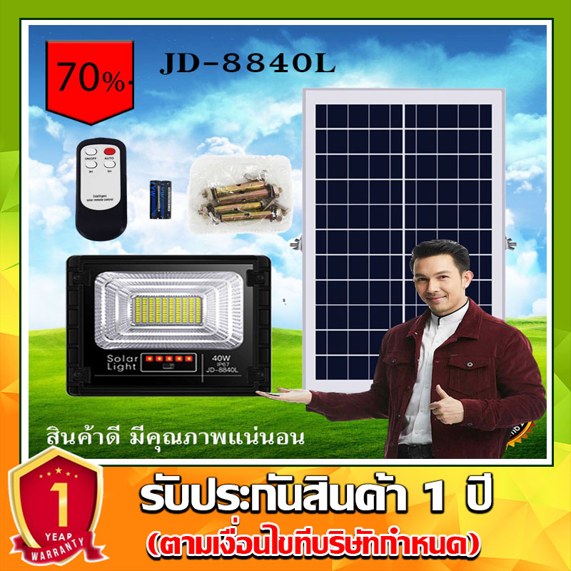 ภาพหน้าปกสินค้าSTARLED  JD-8840L-W 40W แสงขาว ไฟสปอตไลท์ รุ่นใหม่ JD88-L SERIES กันน้ำ IP67 ไฟ JD Solar Light ใช้พลังงานแสงอาทิตย์