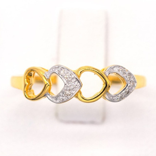 หัวใจ 4 ดวง สลับฝังเพชร 💕💕 แหวนเพชร แหวนทองเพชรแท้ ทองแท้ 37.5% (9K) ME819