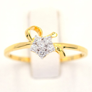 แหวนดอกพิกุล ประดับด้วยริบบิ้น 🌼🎀 แหวนเพชร แหวนทองเพชรแท้ ทองแท้ 37.5% (9K) ME951