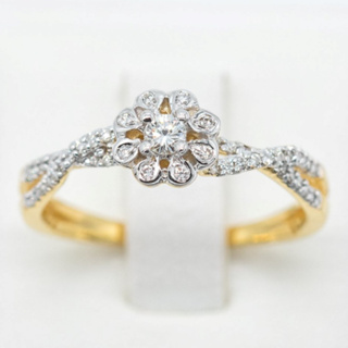 แหวนดอกไม้ ก้านไขว้กันสวย หวาน 🌸🍃 แหวนเพชร แหวนทองเพชรแท้ ทองแท้ 37.5% (9K) ME558