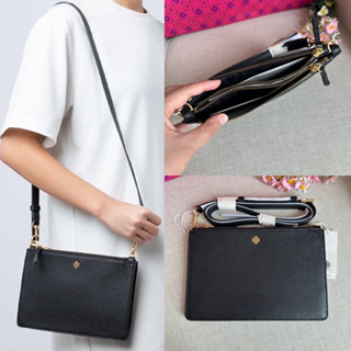 🎀(สด-ผ่อน) กระเป๋าสีดำ 9.5 นิ้ว 2ซิป Tory Burch Black Blake Double-Zip Slim Leather Crossbody Bag