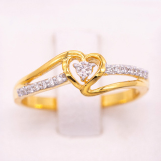 แหวนหัวใจก้านพริ้ว ฝังเพชรเป็นทิวแถว แหวนเพชร แหวนทองเพชรแท้ ทองแท้ 37.5% (9K) ME728