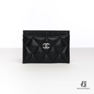 NEW CHANEL CARD SLOT SHORT BLACK CAVIAR SHW