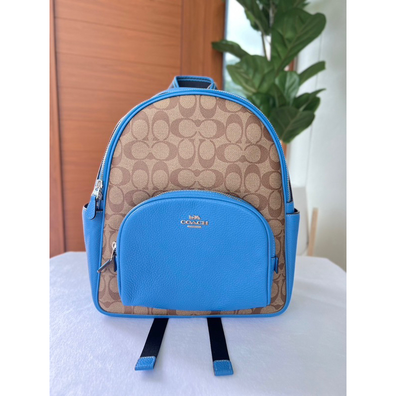 ผ่อน0-กระเป๋าเป้-ลายซี-สีน้ำเงิน-10-นิ้ว-coach-court-backpack-in-signature-canvas-cj593-ไซส์m