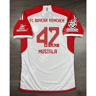 เสื้อฟุตบอล เกรด player Bayern Munich Home บาเยิร์น มิวนิค เหย้า 2023/24 อาร์ม UCL เบอร์ชื่อ 42 MUSIALA