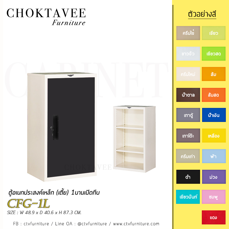 ตู้อเนกประสงค์เหล็ก-เตี้ย-1บานเปิดทึบ-รุ่น-cfg-1l