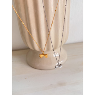 (โค้ด X8SFXJ ลด 20%) A.piece สร้อยไทเทเนียมสตีล [titatnium steel] ribbon necklace