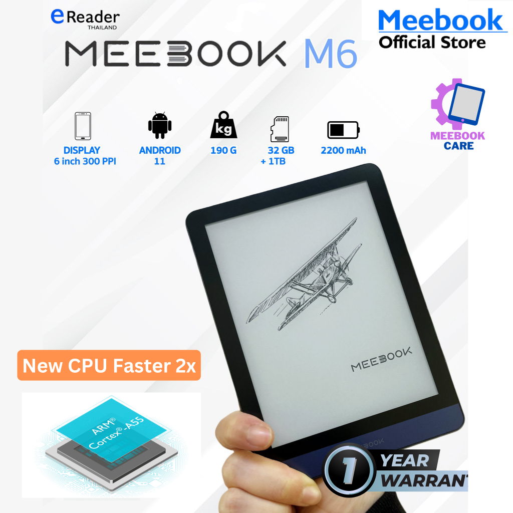 Meebook M6 eBook Reader 2023 Edition New 6" Eink (Android 11 / Micro