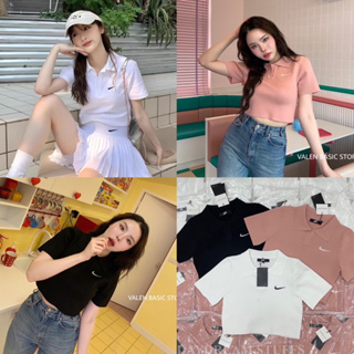 💫พร้อมส่ง💫NK polo crop • เสื้อครอปแขนสั้น คอปก รุ่นใหม่ งานปักโลโก้ที่อกตามแบรนด์ดัง ผ้าดีงานสวยปังงง🔥 by valen