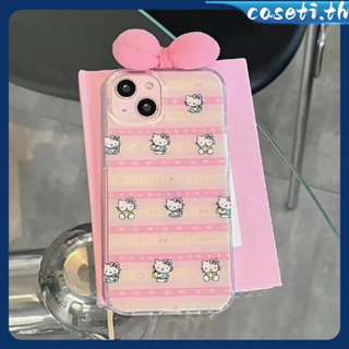 คูปองเคลม🎀เคสไอโ case for iphone 11 12 โบว์ HelloKitty เรียบง่าย เคส 14 13 12 11 pro max เคสโทรศัพท์ทนทาน