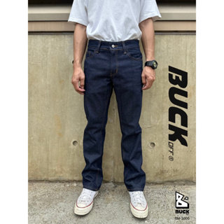 BUCKOFF | กางเกงยีนส์ผู้ชาย ทรงกระบอก ยีนส์ผ้าดิบ กางเกงขายาว | BM-3005