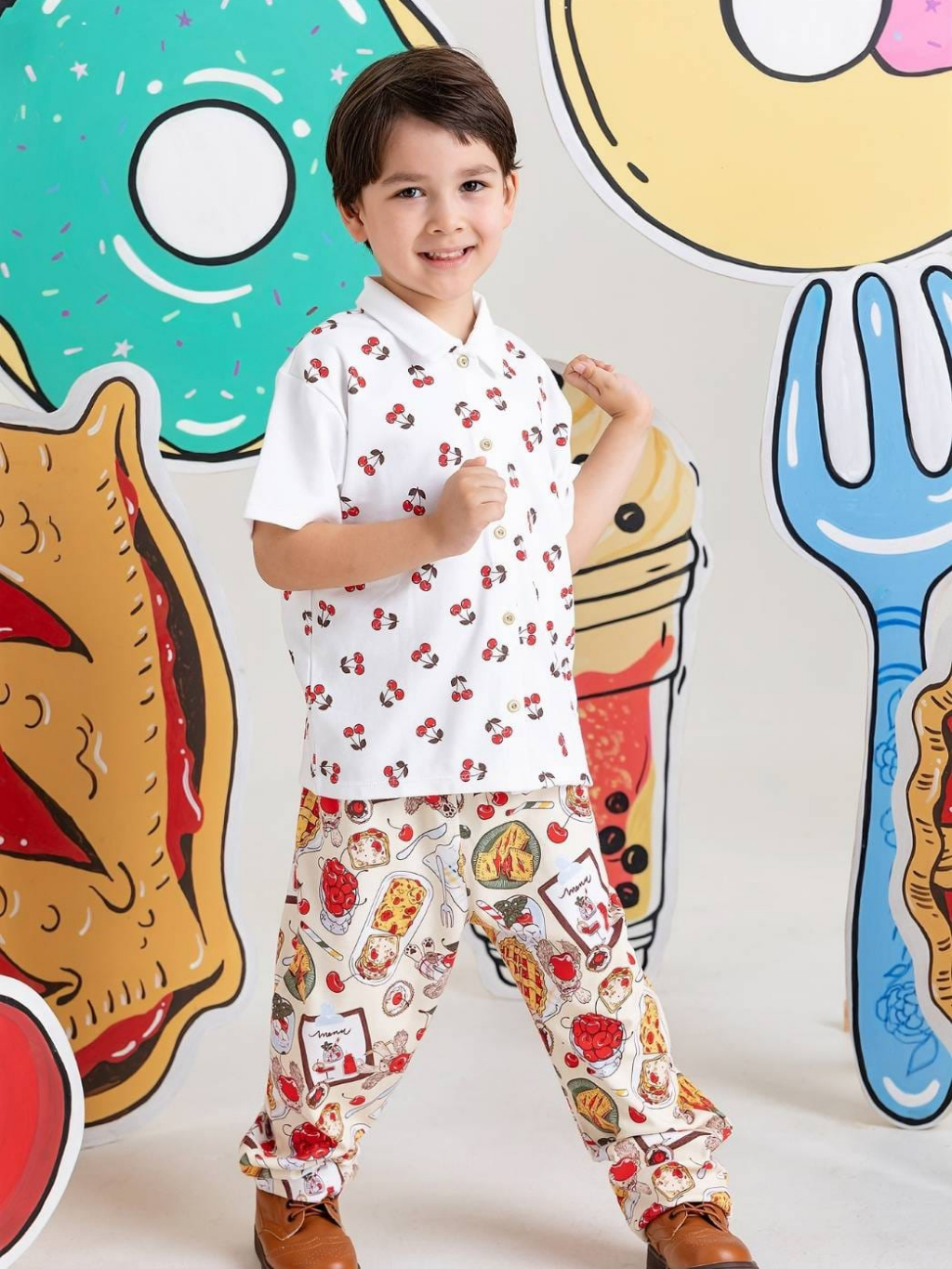 cherry-09-really-cherry-trouser-set-ชุดเซ็ต-เสื้อ-กางเกง-เสื้อผ้าแฟชั่นสำหรับเด็ก-100-cotton-interlock