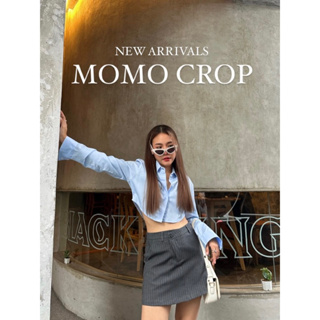 ONLINE ONLY! 💙 MOMO Crop เสื้อเชิ้ตครอปแขนยาว y2k