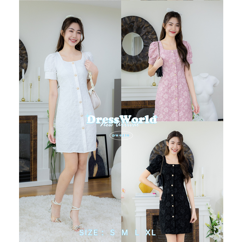 fairyangelstore-เดรสทอนูนลายดอกไม้แขนตุ๊กตา-dw9230-พร้อมส่ง-เดรสทำงาน-เดรสแฟชั่น-เดรสสวย-เดรสน่ารัก-เดรสสั้น