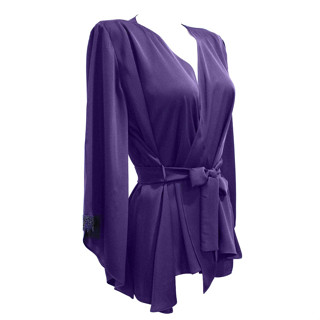 Annebra เสื้อคลุม ผ้าซาติน Satin Robe รุ่น AN8-666 สีม่วง,สีพีช