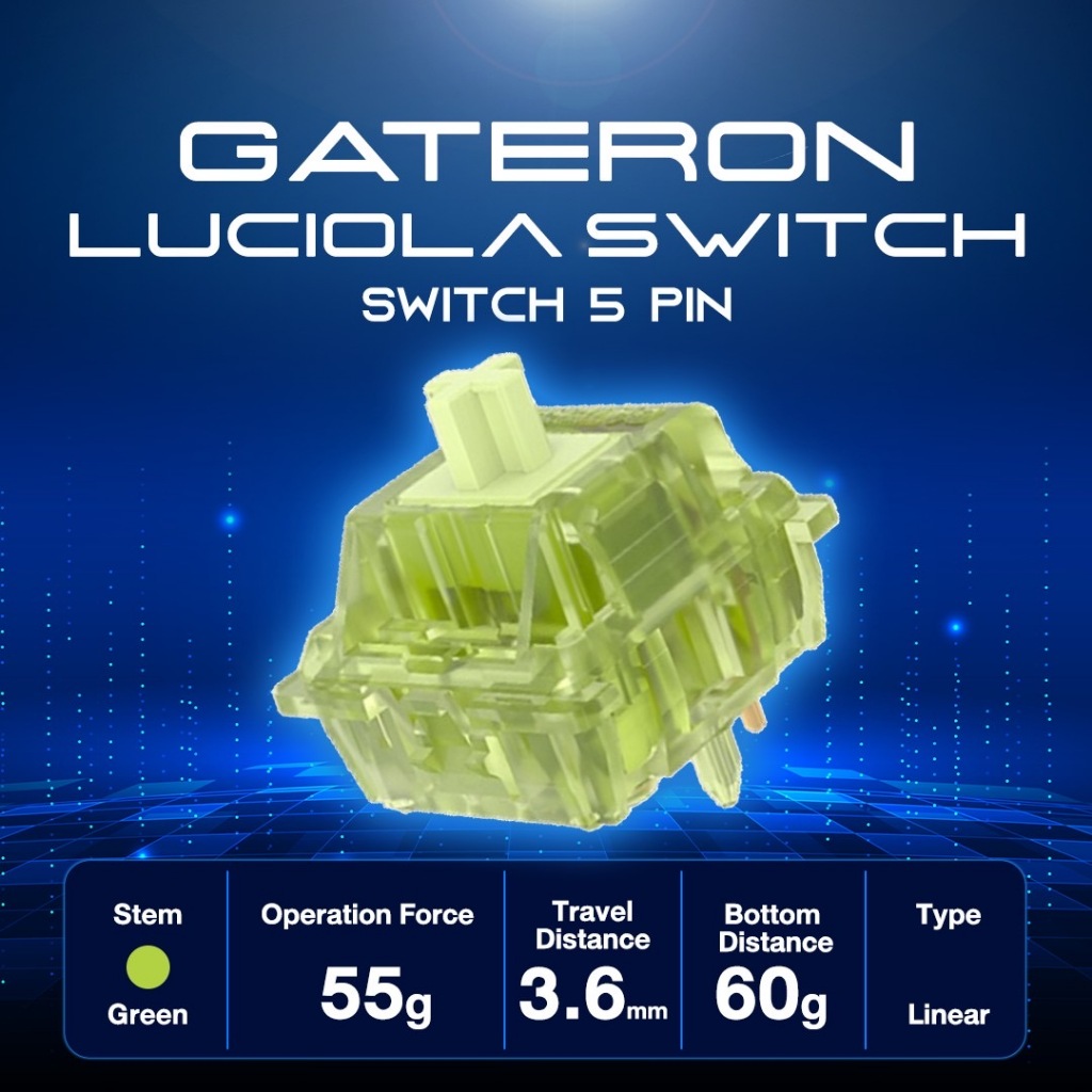RAZEAK (1ชิ้น) Gateron Luciola Linear Switch 5 pin สวิตช์ Linear สำหรับคีย์บอร์ด Mechanical keyboard Pre lub แล้ว