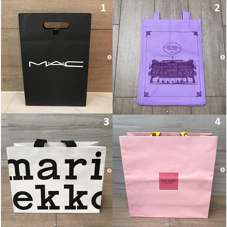 ถุงกระดาษ ถุง แบรนด์ MAC , สีม่วง , Marimekko , KATE SPADE ถุงใส่ของ ของแท้ จาก shop สภาพสวย