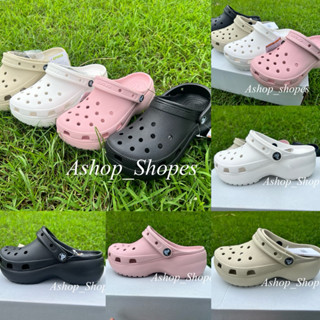 รองเท้าหัวโต🧸 รุ่นขายดี classic platform clogมี4สีขายดี รองเท้าแตะแพลตฟอร์ม เสริมส้น6cmสไตล์คลาสสิก  และผู้หญิง