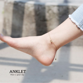 s925 Anklet 16 สร้อยข้อเท้าเงินแท้  ตุ้งติ้งกระดิ่งคู่ สวยเรียบง่าย ใส่สบาย เป็นมิตรกับผิว