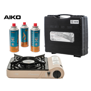 AIKO CI-153 สีโกโก้+GC-1000 เตาแก๊สปิคนิค 2.9 KW + อุปกรณ์สามกระป๋อง พร้อมกระเป๋า   ***รับประกัน 1 ปี