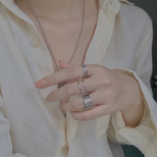 ปรับขนาดได้ แหวนเซ็ท 3 วง แหวนรูปดาว แหวนสลักเลขโรมัน  แหวน แฟชั่น เครื่องประดับ สไตล์ญี่ปุ่นเกาหลี R30