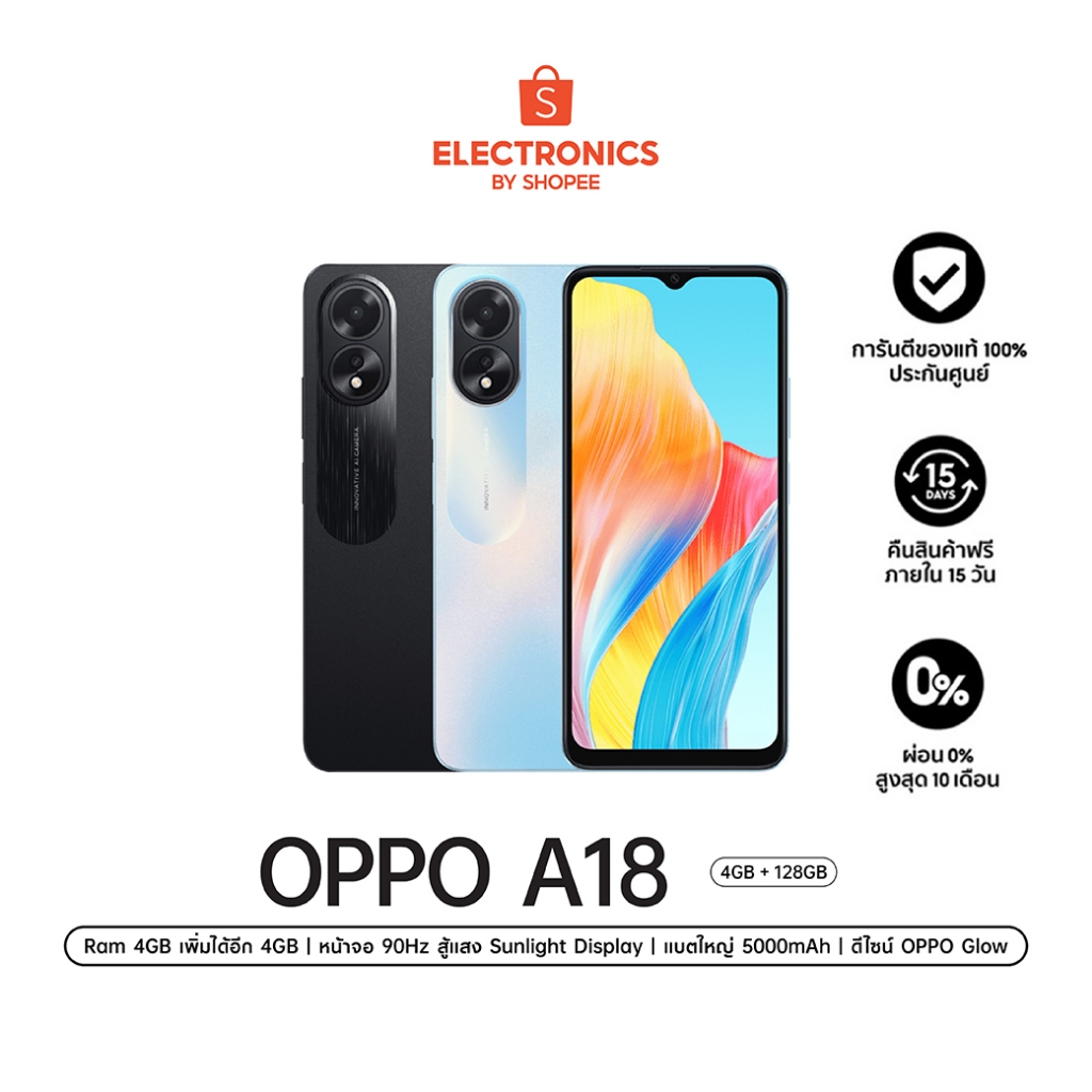 OPPO A18 (4+128) หน้าจอ 6.56
