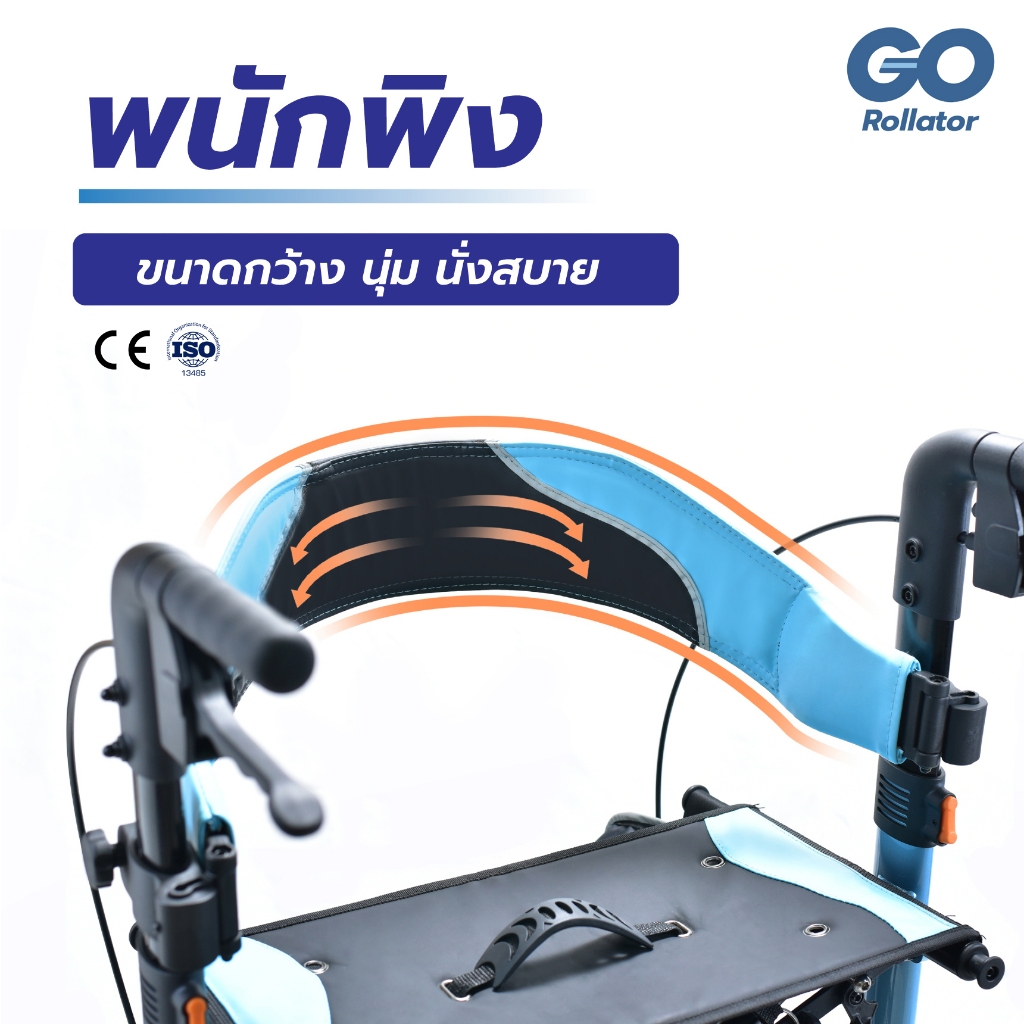 I.MOVE GO Rollator รถเข็นพยุงเดินผู้สูงอายุ น้ำหนักเบา พับได้ มีที่นั่งพัก ปรับระดับได้