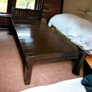 Sukthong@แพร่ เตียงไม้สักเเท้ 3.5 ฟุต เตียงนอนไม้สัก S-204 สีโอ๊คเม็ดมะขามเข้มข้นเคลือบเงา
