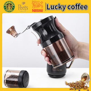 Lucky Coffee เครื่องบดกาแฟ ที่บดกาแฟ เครื่องบดกาแฟมือหมุนแบบพกพา 100% ของแท้✅ ล้างทำความสะอาดได้