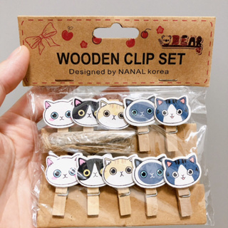 Wooden Clip Set คลิปหนีบลายน้องแมว ดีไซน์จากเกาหลี