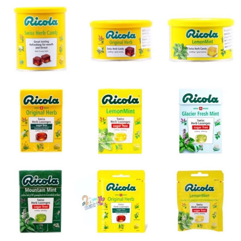 Ricola candy herb 40-250g. ลูกอมริโคล่า นำเข้าจากสวิส มีหลายรสชาติ ...