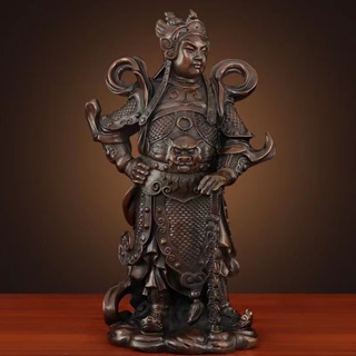 ☇ทองแดงบริสุทธิ์ Weituo Bodhisattva เครื่องประดับคู่หนึ่งของ Lucky Guan gong Dharma Guardian รูปปั้นบ้านนั่งเล่นที่บ้านท