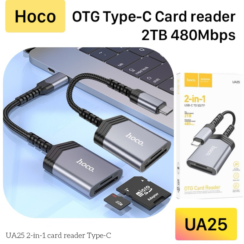 OTG card reader Type-C Hoco UA25 tranfer files 2TB 480Mbps การ์ดรีด ...