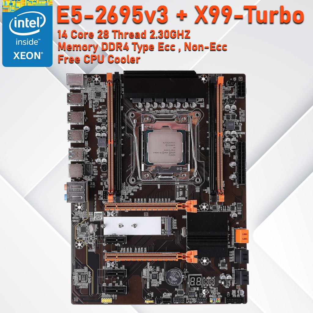X99Turbo Xeon E5-2695v3 Set CPU MB Cooler Memory Ram ชุดสำหรับทำงาน ...