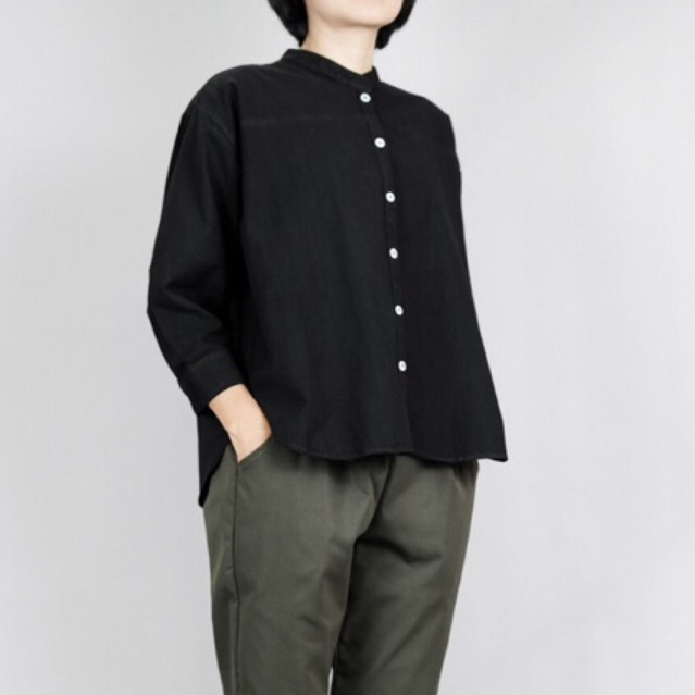 cropped-chinese-collar-shirt-3-4-sleeve-เสื้อเชิ๊ต-ตัวสั้น-คอจีน-แขน-3-4