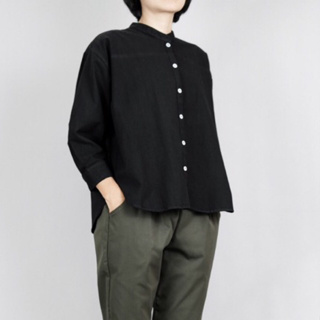 Cropped Chinese Collar Shirt 3/4 Sleeve เสื้อเชิ๊ต ตัวสั้น คอจีน แขน 3/4