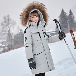 โค้ทกันหนาวเด็กขนเป็ดแท้ โค้ทบุนวมขนเป็ด เสื้อสกีเด็ก โค้ทเด็กสกีบุนวม เล่นหิมะ กันหนาวติดลบ