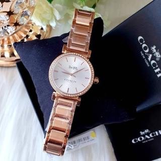 (ผ่อน0%) นาฬิกา COACH MADISON CRYSTAL WATCH  14503580 หน้าปัดล้อมคริสตัล 34 MM สายสแตนเลส สี Rose Gold