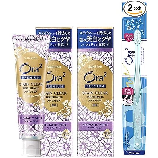 Ora2 Premium Stain Clear Toothpaste [Aromatic Mint] 100กรัม x 2 ชิ้น ...